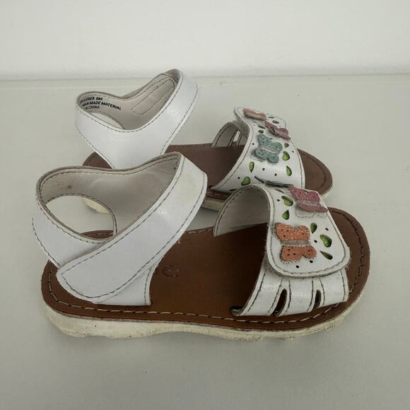 Annie Baby Toddler Girls Butterfly Heart Cut Out Detail White/Multi Sandals 6M - Picture 1 of 8